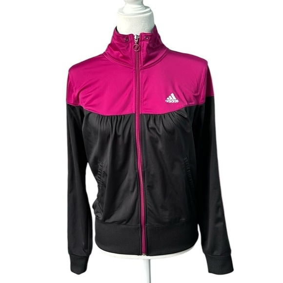 Adidas Lightweight Magenta and Black Zip Up Track Jacket Size Medium - Picture 1 of 15